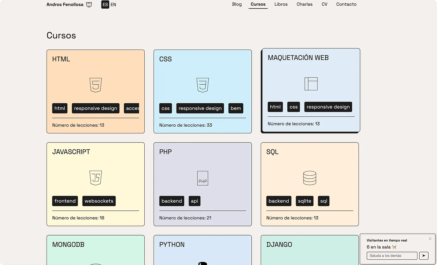 Retícula de cursos dentro de andros.dev