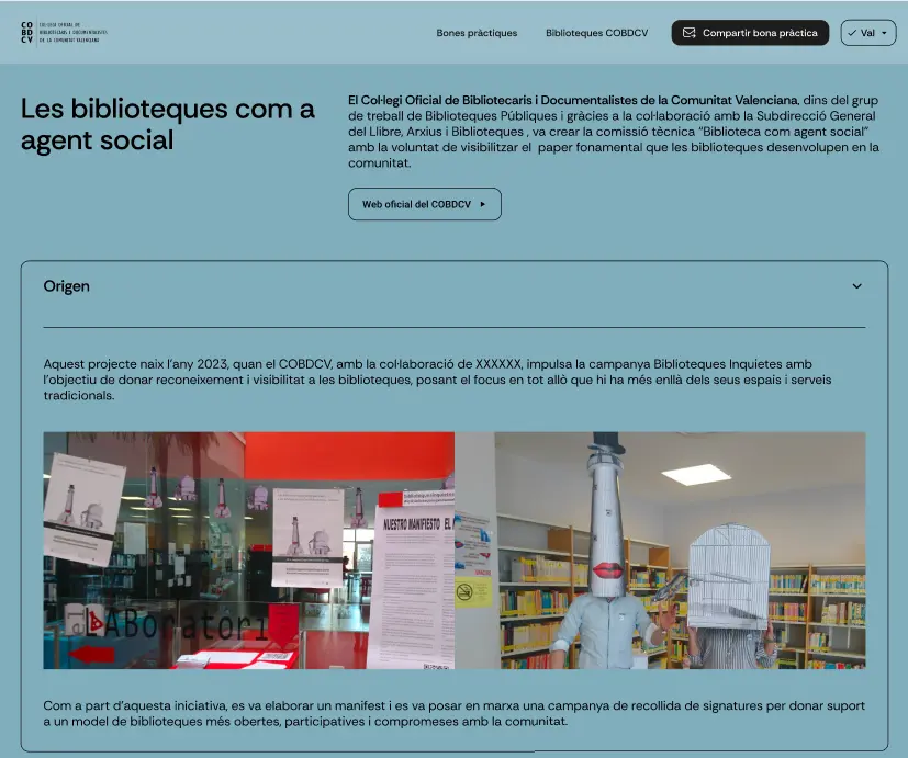 Sección de buenas prácticas de Biblioteques Inquietes